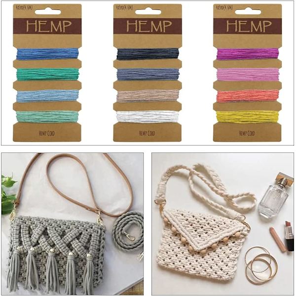3 kort tråd sladd för smyckestillverkning vaxad hampa naturliga för armband nyckelringar tillverkning tillbehör