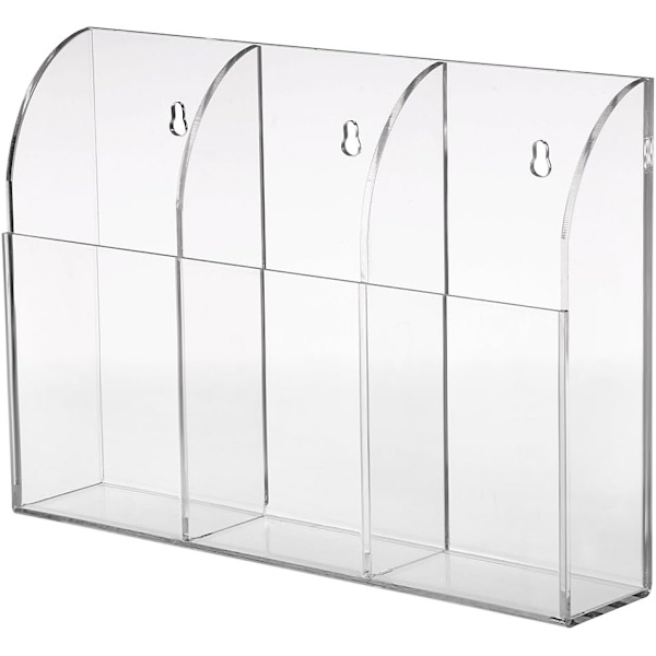 Väggmonterad fjärrkontroll transparent förvaringslåda (tre fack)