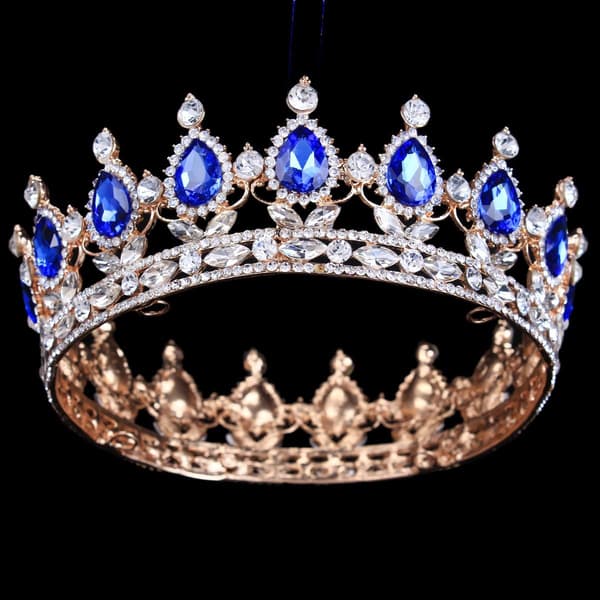 Prinsesse-tiara med rhinsteiner, bryllup, festutstyr, hodeplagg