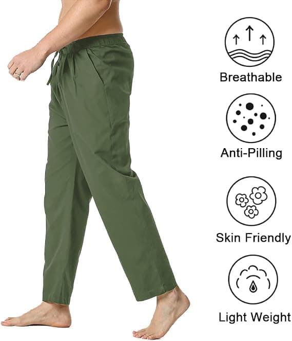 Herrlinnebyxor med dragsko, lätta och luftiga Green s