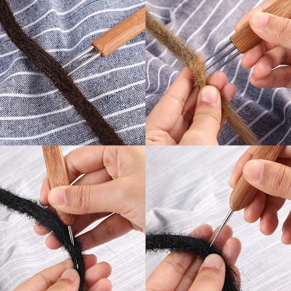 3-pack bambu dreadlock-krokar 0,75 mm 1 krok 2 krokar 3 dreadlock-krokar