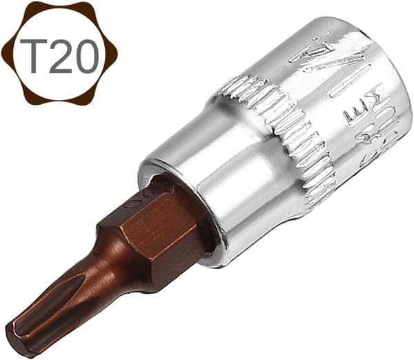 2 stk. 1/4\" drev x (T20) Torx bit-top, S2 stålbits CR-V toppe 1,5\" længde Brug med skraldenøgle T20