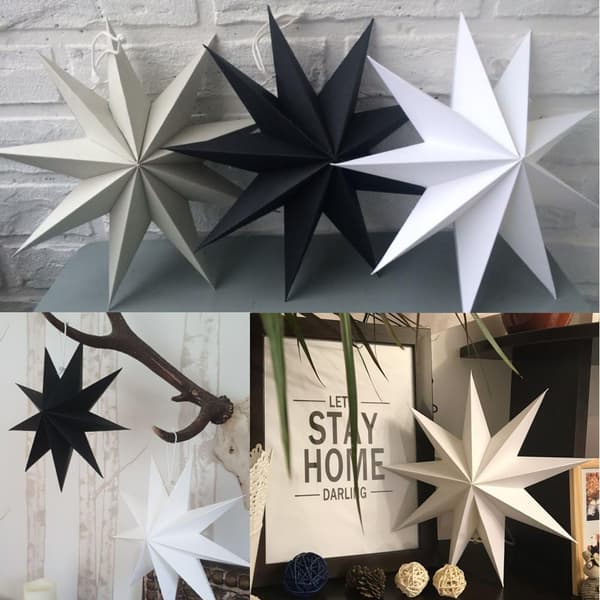 Jul 9 Hörns Pappersstjärnor Jul Dekorationer 30CM (grå) 3 Stycken grey