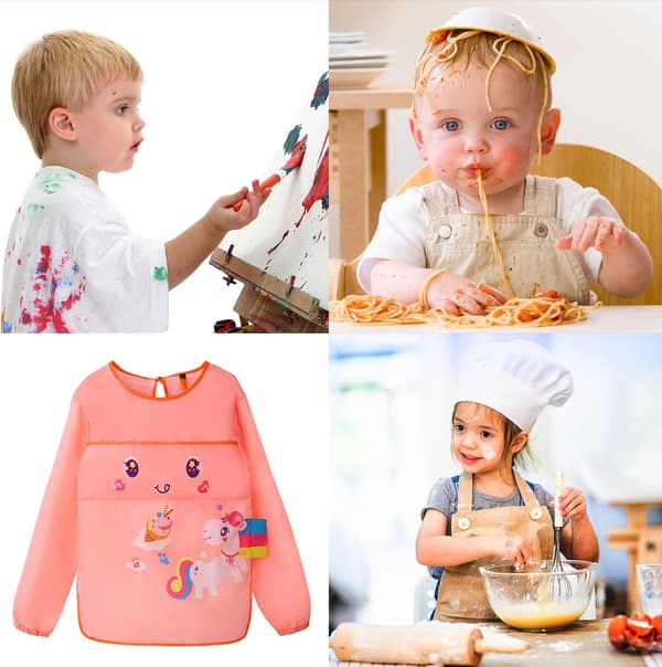 Barnesmaleforkle, Vanntett Hobbyforkle, Barn 6-9 År, Jenter, Skolebarn (stil 1) pink