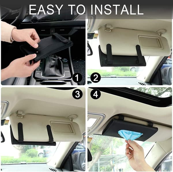 2 STK Bil Solskærm Tissueboks, Læder Bil Solskærm Tissue Clip Holder (sort) Black