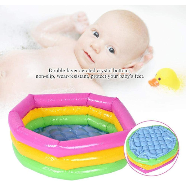 Leksak runt pool, tre-lager regnbåge uppblåsbar leksak bärbar anti-flip barn bassäng badkar (60 cm) 60cm
