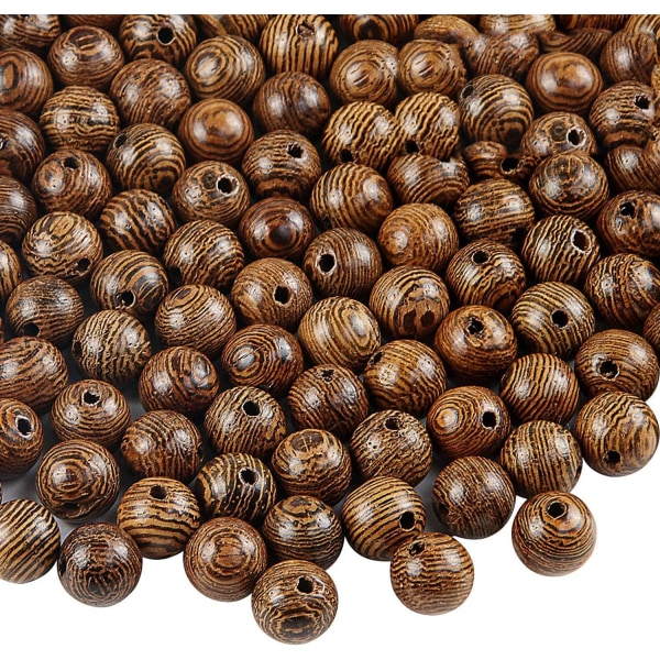 500 st träpärlor för hantverk 8 mm mörkbrun naturliga makrame runda pärlor Bulkpärlor för armband och halsband Smyckenstillverkning