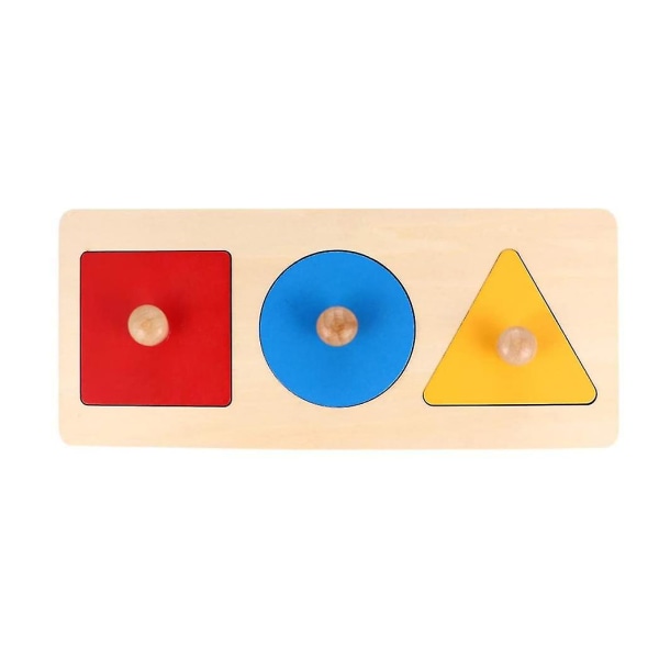 Trä form pussel tre färger geometriska former matchande baby pedagogisk leksak