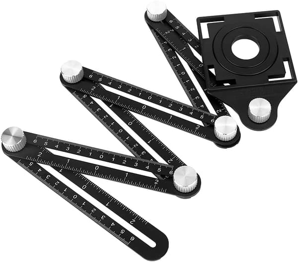 6-siders vinkelmal i aluminiumslegering, multiruler med flisposisjoneringsåpning
