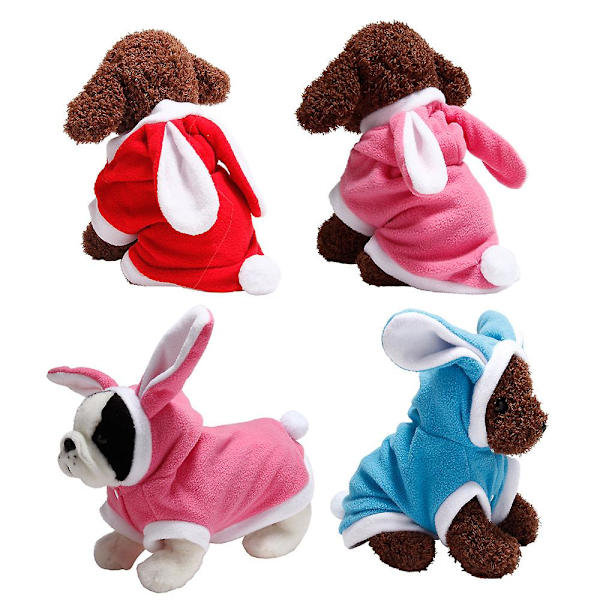Mjuk vinterhoodie för husdjur, hundkläder cosplay kaninkostym (röd, XS) 1 st Red xs