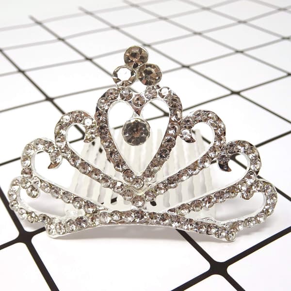Prinsesse Tiara Kam, Blomsterpiker Krystall Rhinestone Krone Hårkam Hårtilbehør