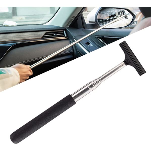 Utdragbar backspegel torkare, längd upp till 98 cm, bländfri anti-dimma glas spegel rengöring（svart） black