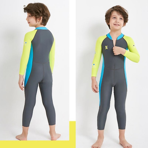 Barnbaddräkt Långärmad dykdräkt Badkläder Helkroppssurfing våtdräkt UV-skydd, M storlek Dark Gray m