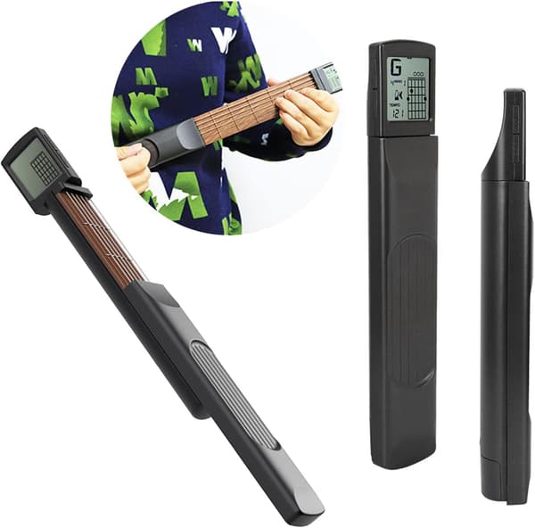 6 Band Portable Fickgitarr Övningsverktyg Gitarr Gadget Ackordtränare med Roterande Diagramvisning