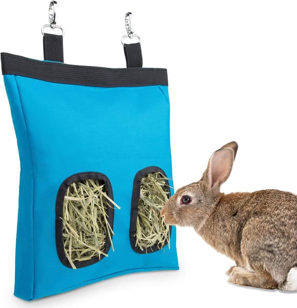 2 porte kaninhøfoderpose Lille dyrehængende madopbevaringspose (blå) blue 25*3*28cm