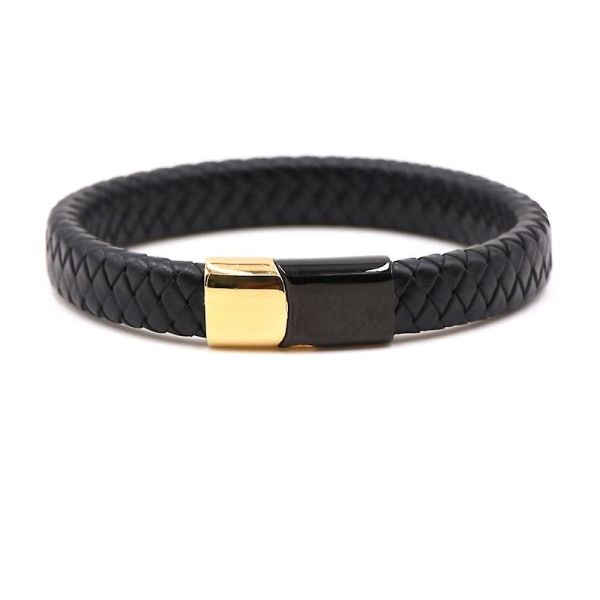 Herr Pu Läder Armband Svart Vävd Klassisk Stil Hand Band Present color 3