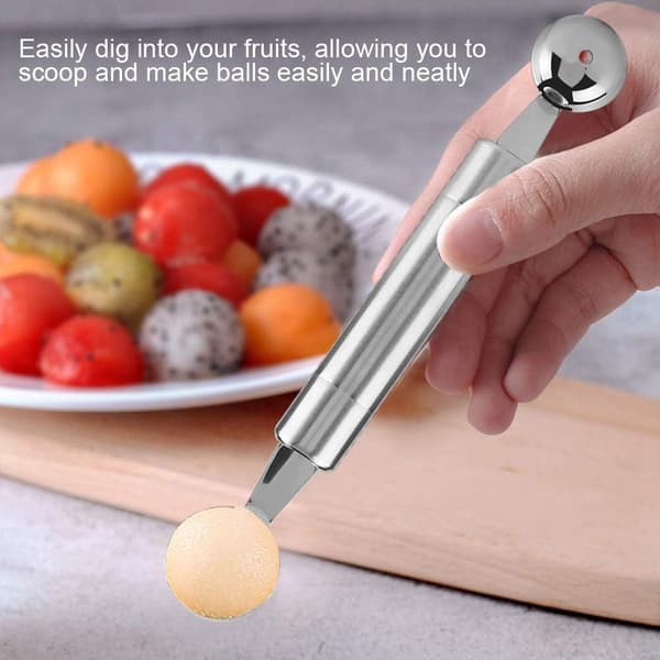Fruktmelonkulekniv i rustfritt stål, cantaloupe-graveskje (dobbel kulehode)