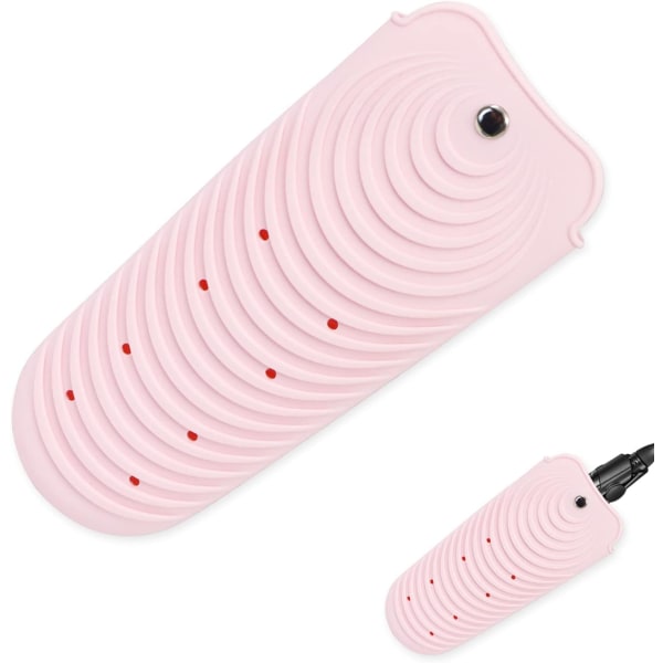 Bärbar värmebeständig silikonväska för håruträtning (rosa) Pink