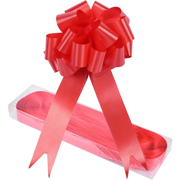 20-pack dragbågar Stora satinband Florist Rosa dragbågar för presentinslagning, bröllopsbilar (rosa) red