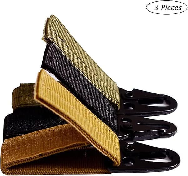 3-pack multifunktionella karbinhakar, bälteskarbinhakar, bältesnyckelring, 3 färger, bärbar