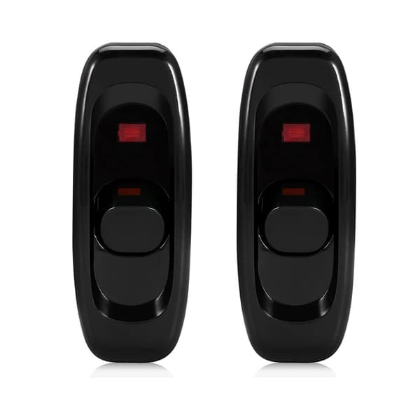 2 stk. Inline-afbryder Lavprofil Torpedo-afbryder AC 250V 10A til sengelampe skrivebordslampe (sort) black