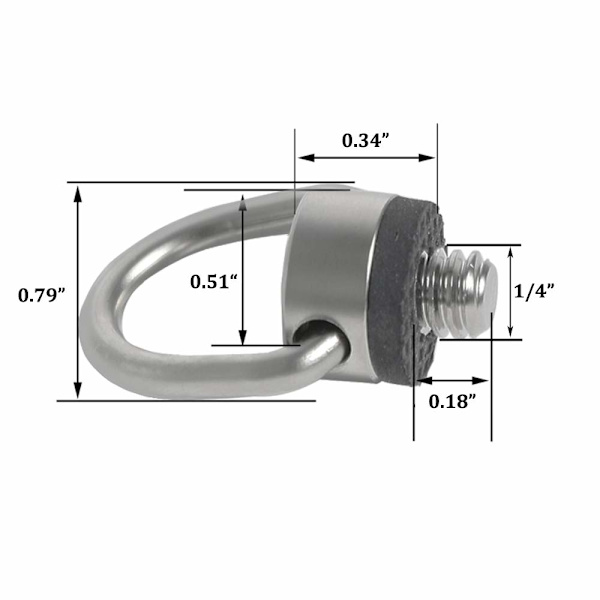 Rostfritt stål D-ring skruv gångjärnshållare kamerafästskruv 1/4\"-20 gänga för snabbkoppling 2-pack