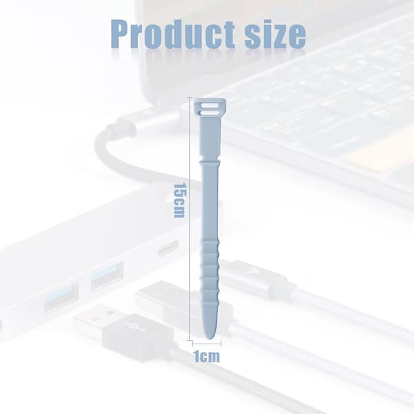 Pakke med 20 genanvendelige silikone kabelbindere, 11,5 cm silikone kabelbindere, elastisk silikone (lyseblå) Light blue