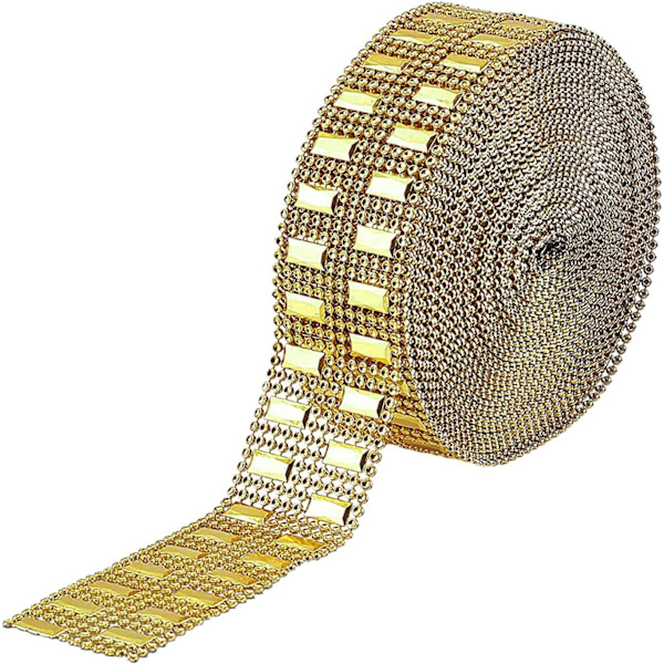 1 rulle med 10 yards diamanttrim plastpläterade diamanter hantverkstillbehör (guld) gold
