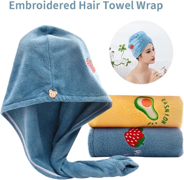Hårhandduk Wrap Turban - 2 Pack Mikrofiber Hårhandduk Torkhatt Bad Loop Fäst Torka(Gul+Grön)