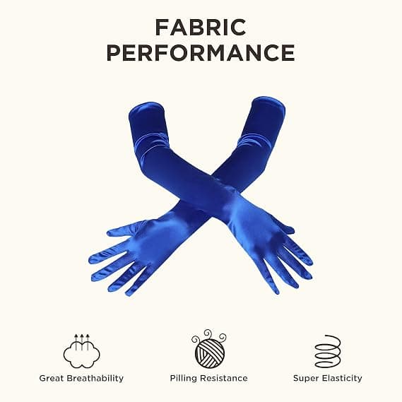 Aftenhandske damehandske lang satin gant bryllup satin kjole tilbehør til aften elastisk størrelse 52 (kongeblå) Royal blue