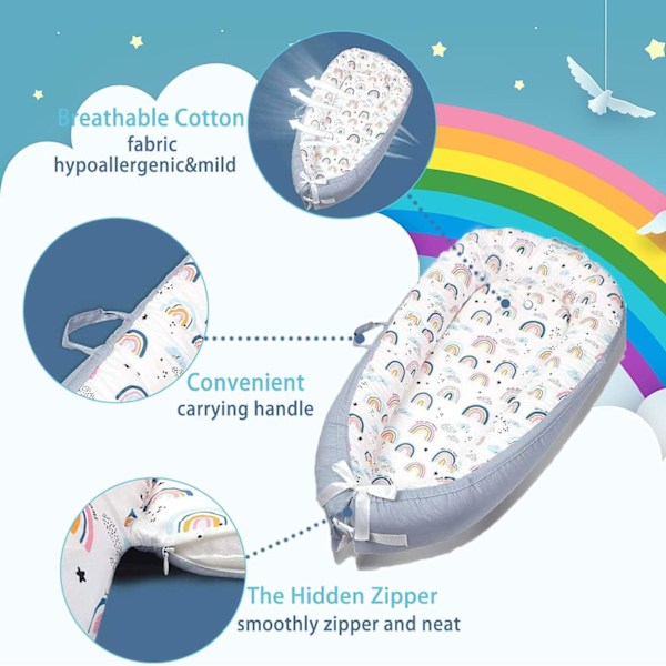 Babynest Mjukt Andningsbart Babysäng Perfekt för Nyfödd Present（vit） color 2