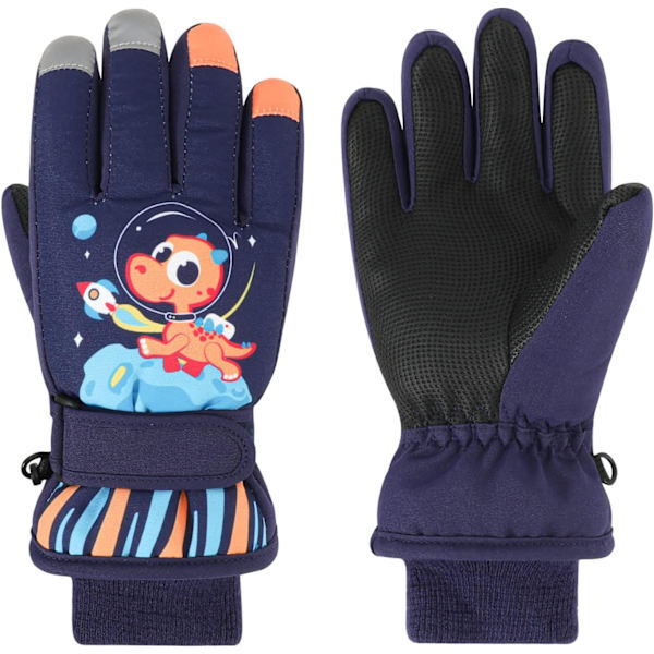 Barn Skidhandskar, Vinter Varma Snöhandskar Vattentäta Tjocka för 2-11 Års Barn, Marinblå XS navy blue xs