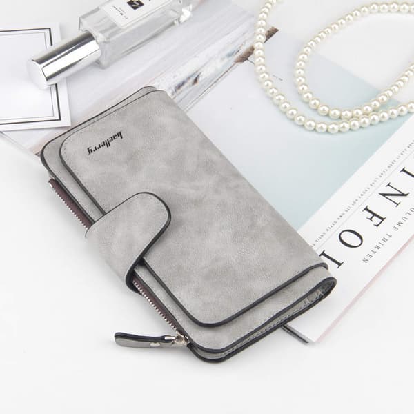 Dame retro pung, stor kapacitet, lang pung, damepung (grå 1) Grey 1