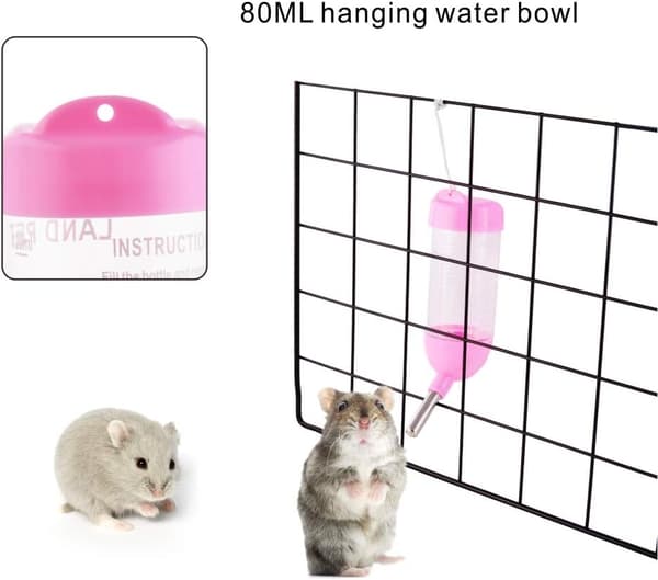 80 ml 3-i-1 Hamster Automatisk Roll-On Drikker Kæledyrsfoderbeholder Base (Pink) pink 80ml