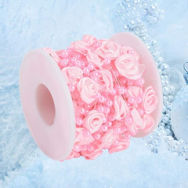 30m/rull 4mm Rose Kunstig Perletråd Perlekjede for DIY Bryllupsdekorasjon (Rosa) Pink