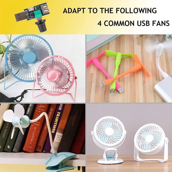 USB-ventilatorhastighedsregulator, DC 5V Trinløs Mini USB-ventilatorregulator DC 4-12V til 2,5-8V 5W Regulator (3 STK)