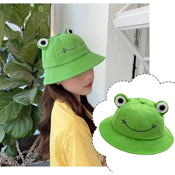 Damfiskehatt Groda Sol Unisex Hink Vikbar Utomhus Sommar för Camping Vandring Fiske（grön） greener