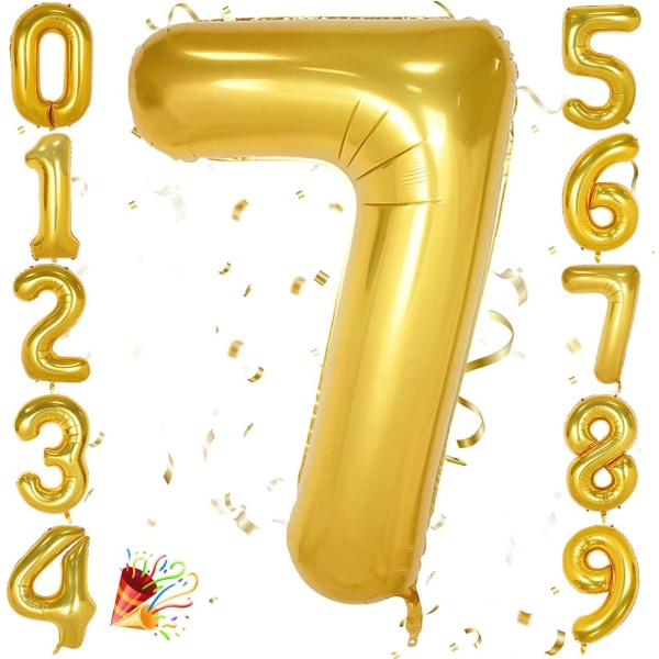 1 st 40 tum stor digital folieballong för födelsedagsfestdekorationer (guld, 7) Gold 7