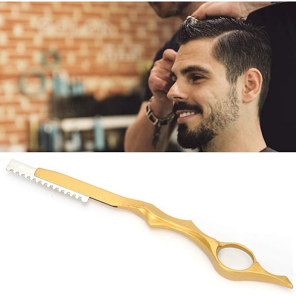 Hårutgallringssaxar, skärningständer, rakblad i rostfritt stål för frisörer, texturering (guld)