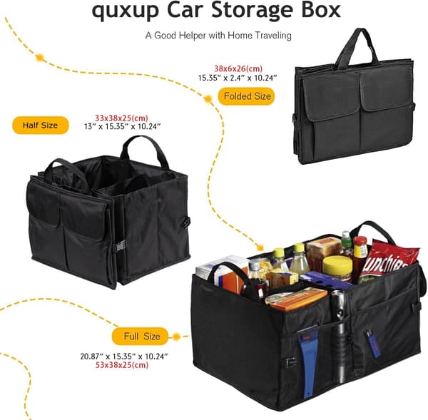 Bagasjeromsorganisator, sammenleggbar, handlepose, bilhandlekurv, bagasjeromsboks, sammenleggbar boks, organisator