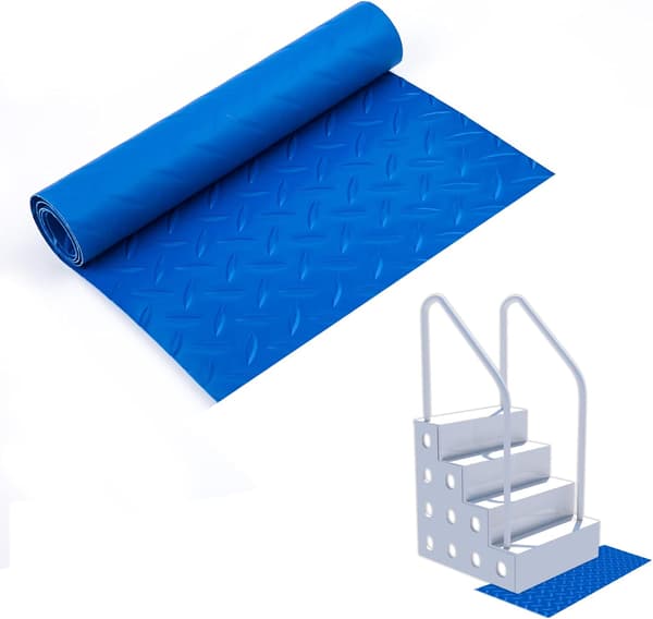 90x23cm Poolmåtter, Trapper Pool Beskyttelsesmåtte skridsikker måtte til poolstige (blå)