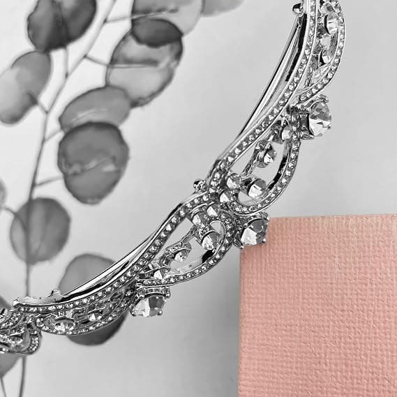 Rhinestone krone tiaraer for kvinner prinsesse krone bursdagskrone tiaraer (sølv) Silver
