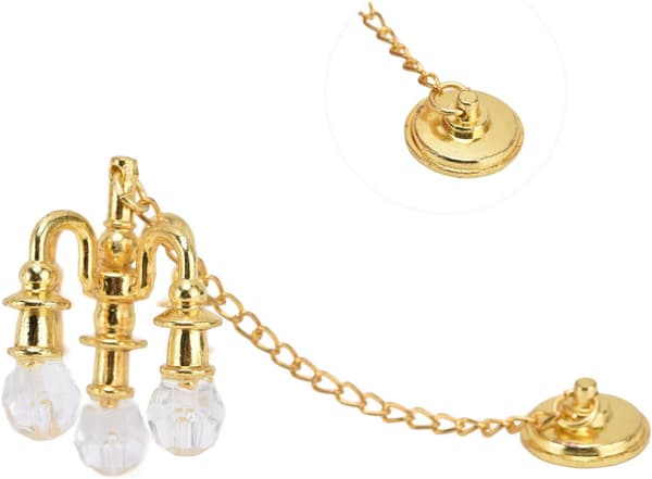 Dockhus Mini Lampa, 1/12 Dockhus Krona, Dockhus Tillbehör (Guld)