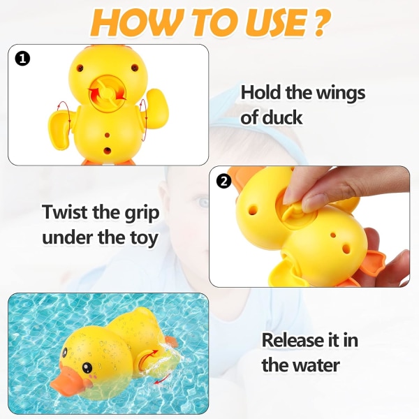 Baby Badleksak Anka Simning Bad Pool Leksak Rörelse Anka för Småbarn Pojkar Flickor 3 Färger