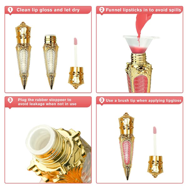 12 stk. 5 ml/0,17 oz nye tomme lipgloss-tuber med myk børstespissapplikator, påfyllbare silver