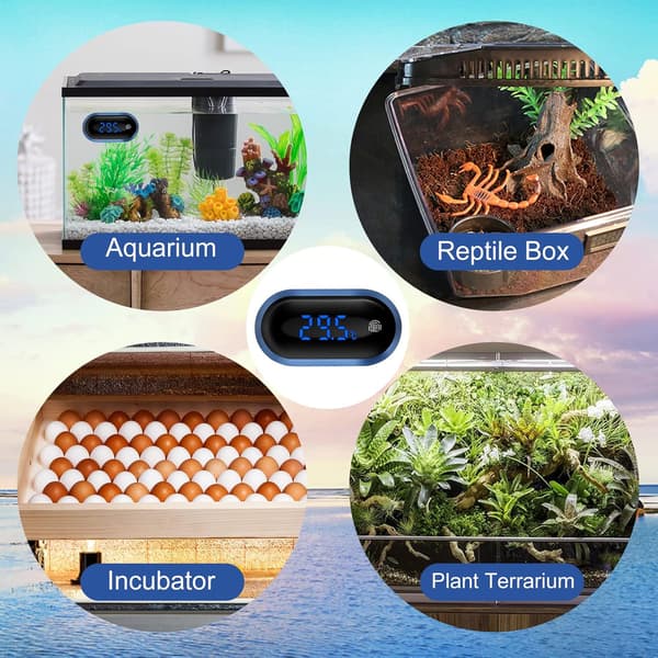 Akvarietermometer med berøringsskjerm, LED digitalt vanntemometer