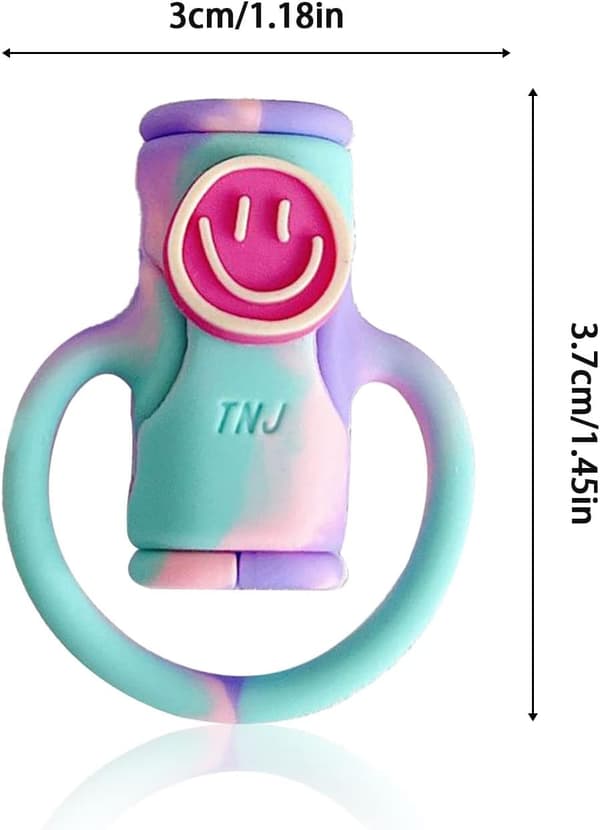 2-i-1 Sød Silikone Datakabelopruller, Universal Mini Datakabel Beskyttelsescover (Smil Blå Lilla)