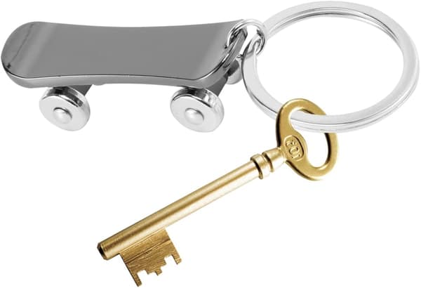 Sæt med 2 Finger Skateboard Nøglering Flaskeåbner Skateboard Form Charm Nøglering (Sølv) Silver