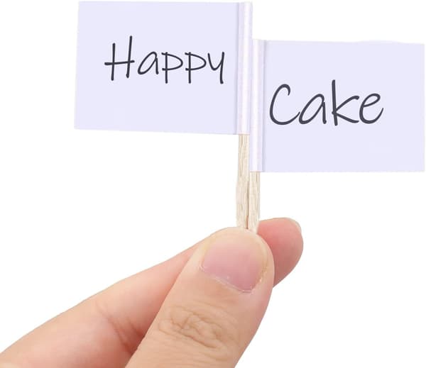 Tom tannpirkerflagg, 200 stk. flaggetiketter Cupcake-dekorasjon Bursdagsfestdekorasjon (hvit)