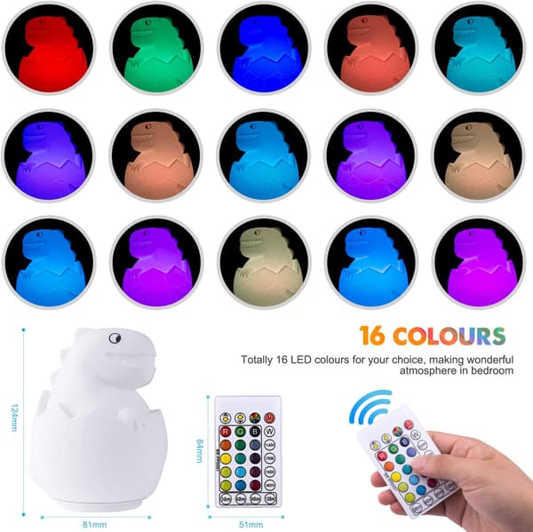 Barnas silikon fargeskiftende LED dinosaur egg nattlys